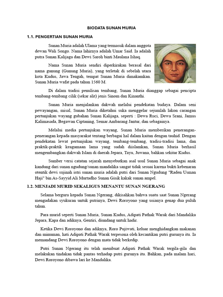 Biodata Sunan Muria New | PDF