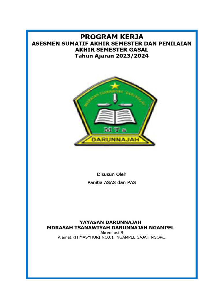 Program Kerja Asesmen Madrasah Gasal | PDF