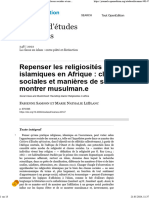 Repenser Les Religiosités Islamiques en Afrique Classes Sociales Et Manières de Se Montrer Musulman.e