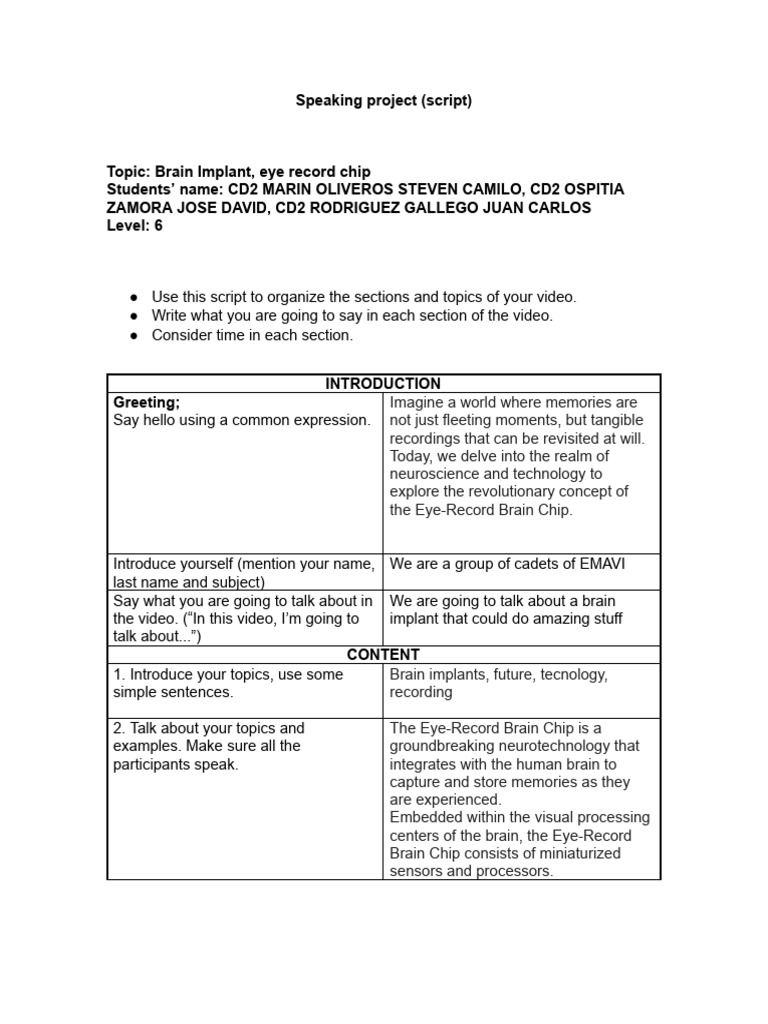 Template_PRESENTATION_SCRIPT.docx_1 | Download Free PDF | Brain ...