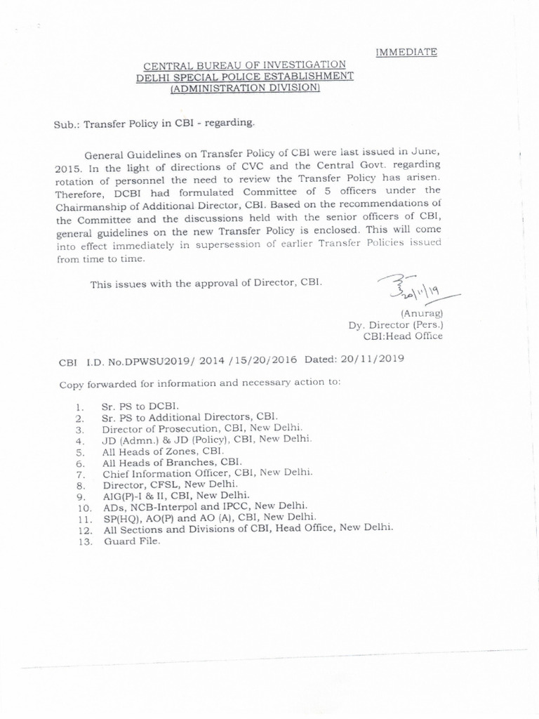 Transfer Policy 2019 | PDF