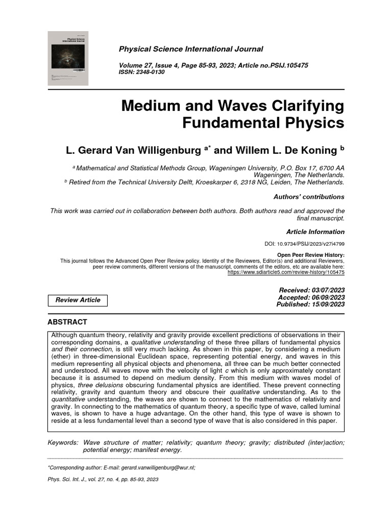 Willigenburg 2742023 PSIJ105475 | PDF | Waves | Special Relativity
