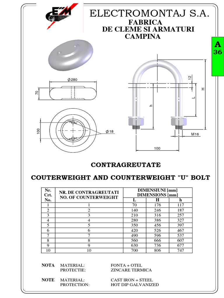 Counterweight U Bolt Specifications | PDF