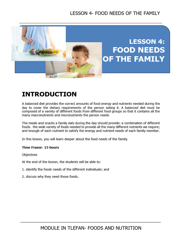 Family Food Needs for Balanced Nutrition | PDF | Pregnancy | Vitamin B12