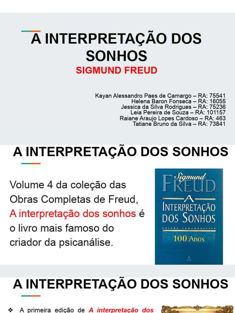 Interpretação dos Sonhos por Freud | PDF | Sonho | Sigmund Freud