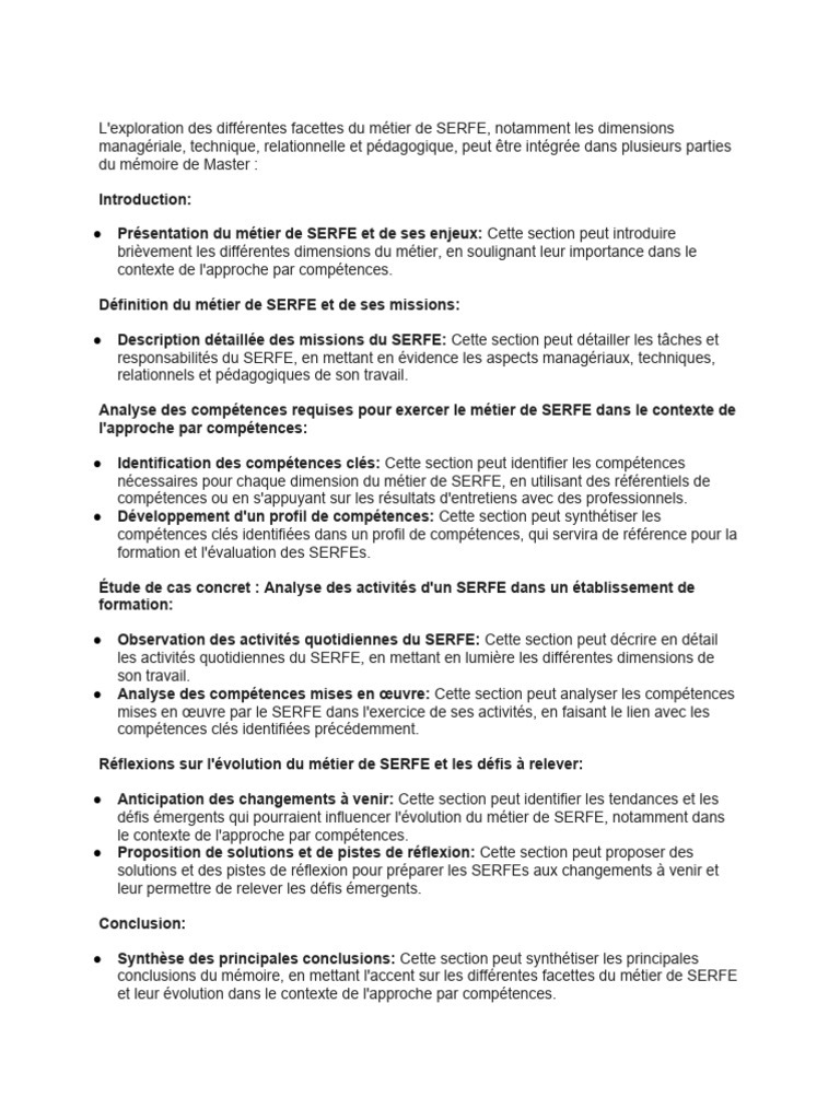 Les Facettes du Métier de SERFE | PDF | Évolution de carrière
