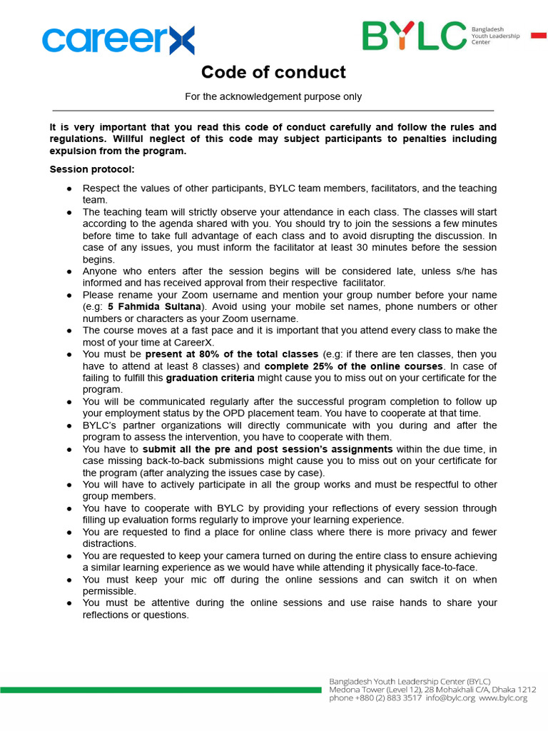 Code of Conduct - CareerX | PDF | Social Psychology