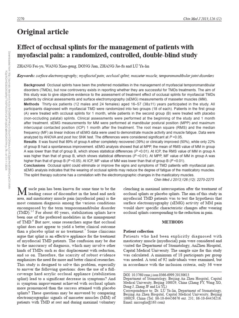 Effect of Occlusal Splints For The Management Of.13 | PDF | Human ...