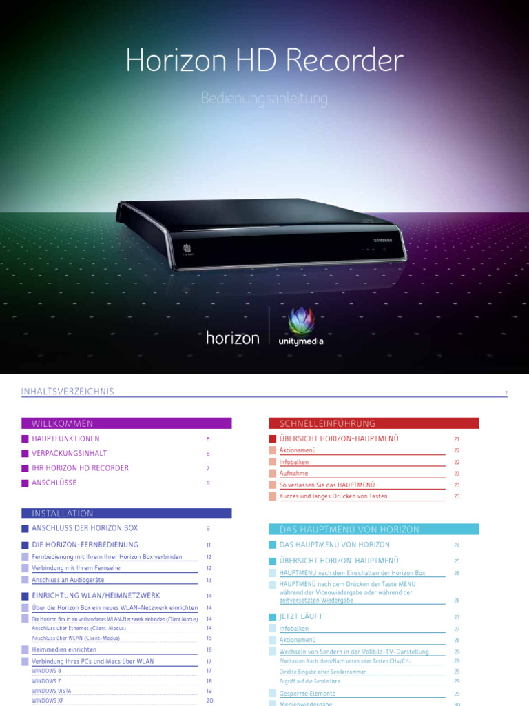 Hilfe Service Downloads Handbuch Horizon HD Recorder | PDF