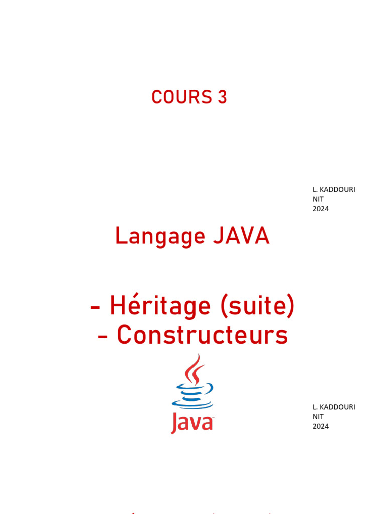 Héritage et Constructeurs en Java | PDF | Classe (informatique ...
