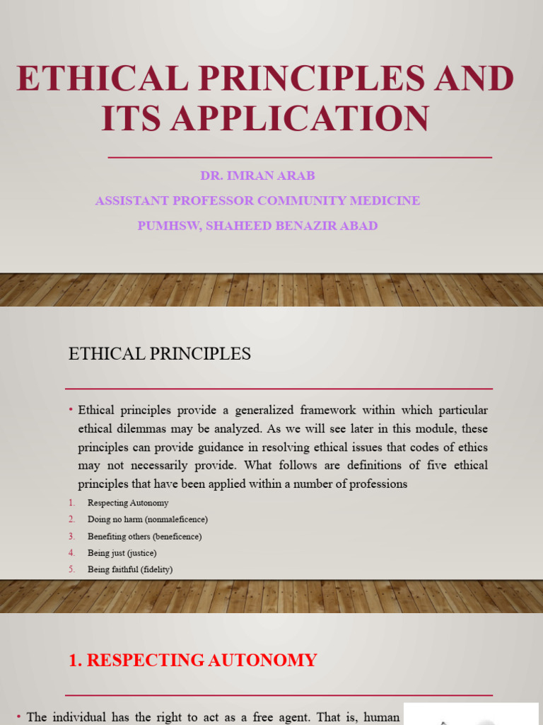 Ethical Principles in Professional Practice | PDF | Autonomy ...