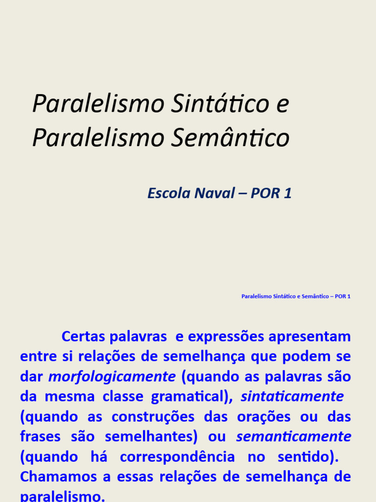 Entendendo Paralelismo Sintático e Semântico | PDF | Classe gramatical ...