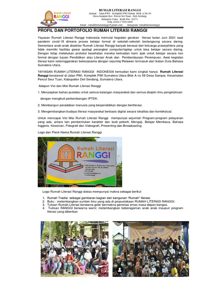Rumah Literasi Ranggi: Gerakan Literasi | PDF