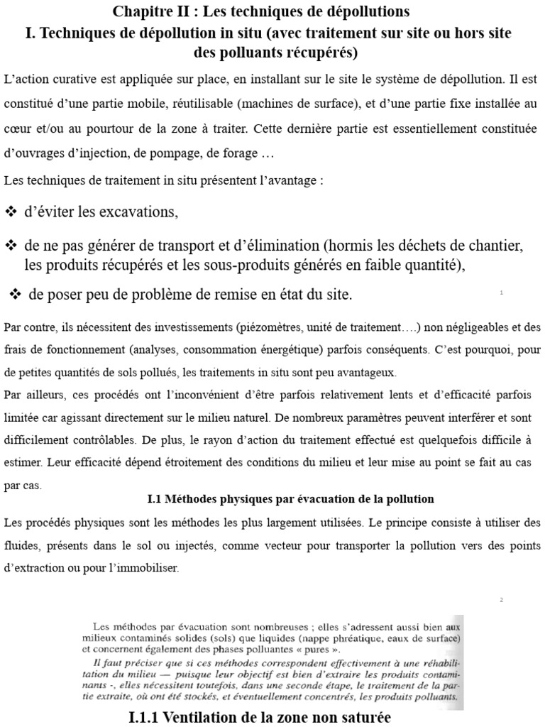 Techniques de dépollution in situ | PDF | Dépollution | la pollution