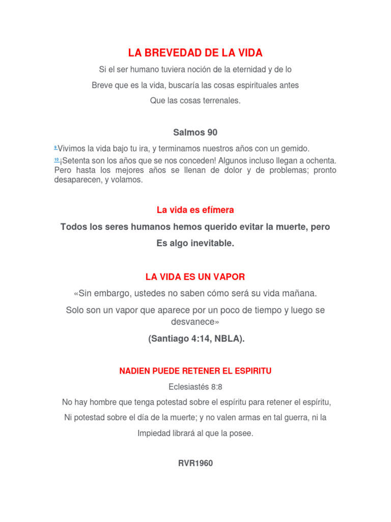 La Brevedad de La Vida | PDF | Resurrección | Jesús
