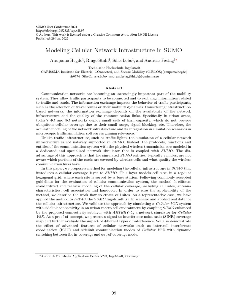 Modeling Cellular Networks in SUMO | PDF | Cellular Network | Computer ...
