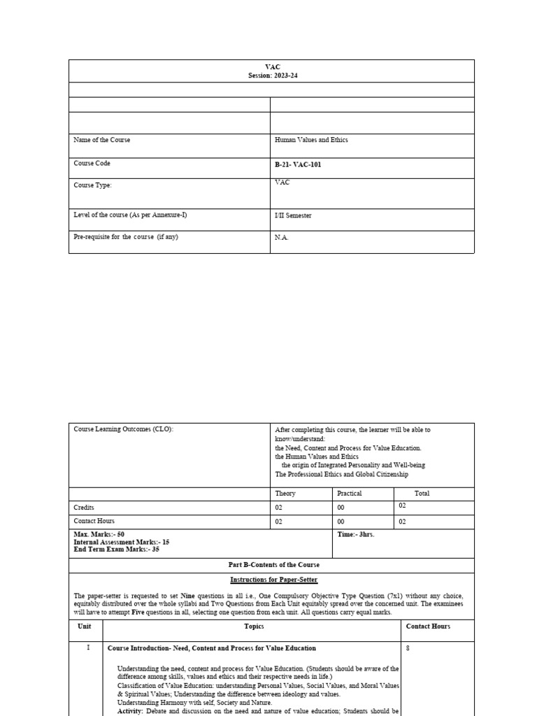 Human values and ethics syllabus 1 pdf well being yoga