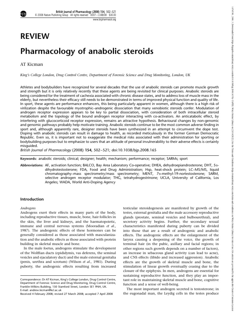 Anabolic Steroids: Pharmacology and Risks | PDF | Androgen | Testosterone