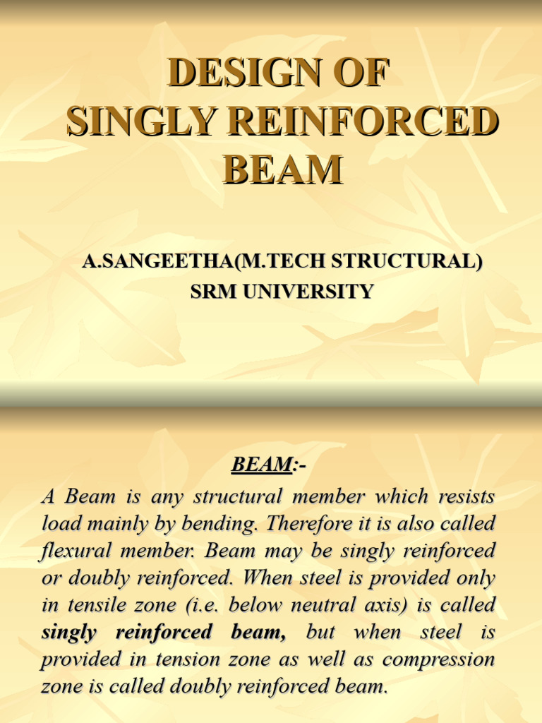 Design of Singly Reinforced. | PDF | Beam (Structure) | Bending