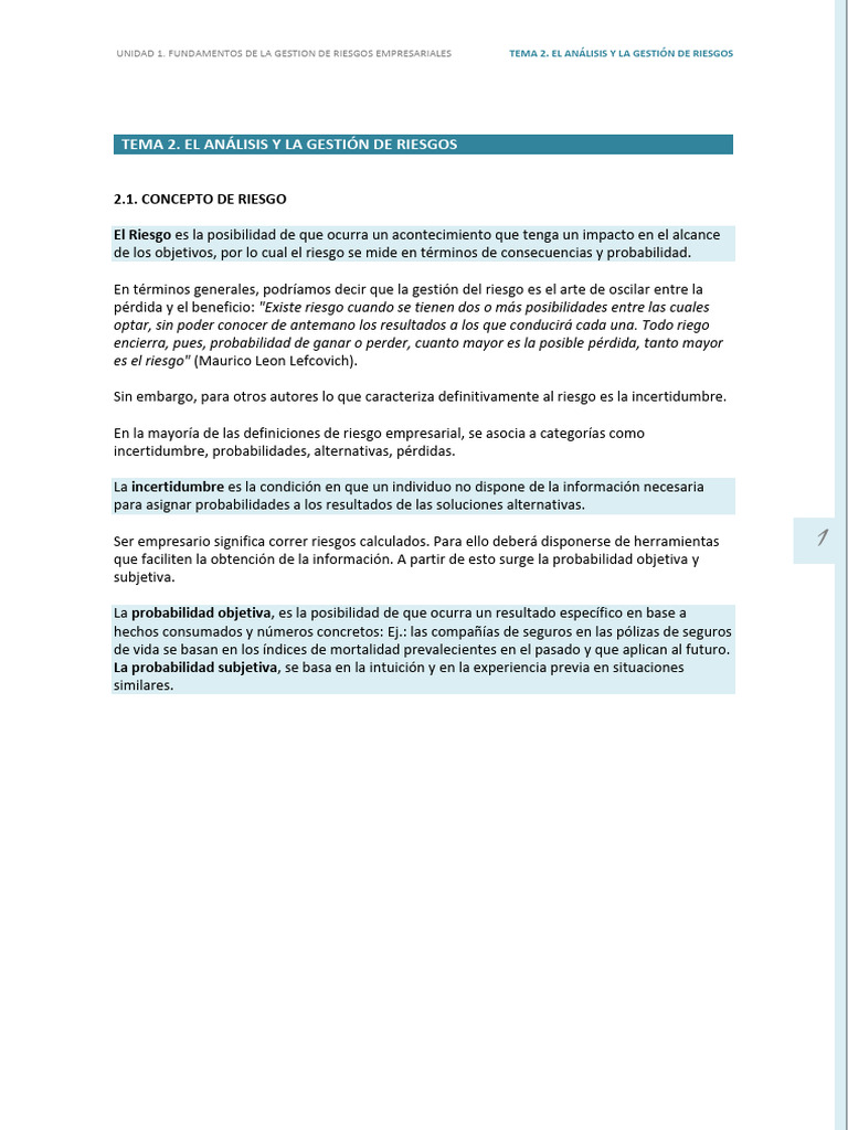 Probabilidad y gestión de riesgos empresariales | PDF | Riesgo | Business
