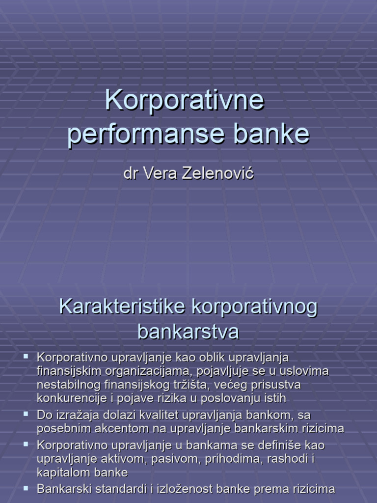 1.korporativne Performanse Banke | PDF