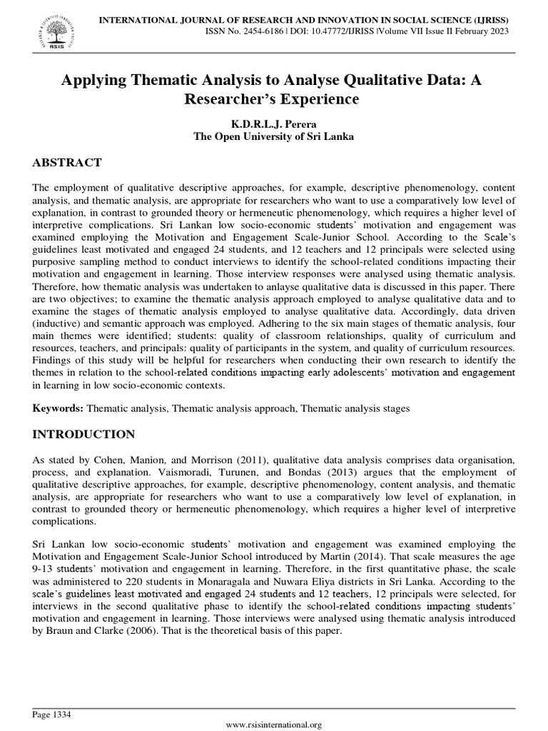Thematic Analysis in Qualitative Research | PDF | Qualitative Research ...