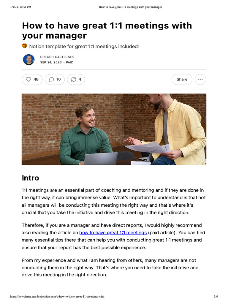 Optimize Your 1:1 Meetings with Managers | PDF | Human Communication