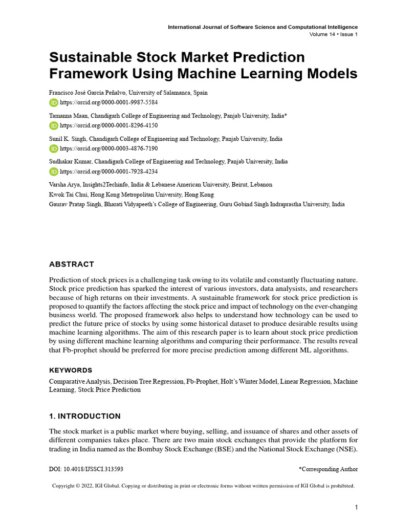 Sustainable Stock Market Prediction Framework Usin | PDF | Support ...