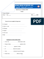 Year 7 End of Year Worksheet 2024