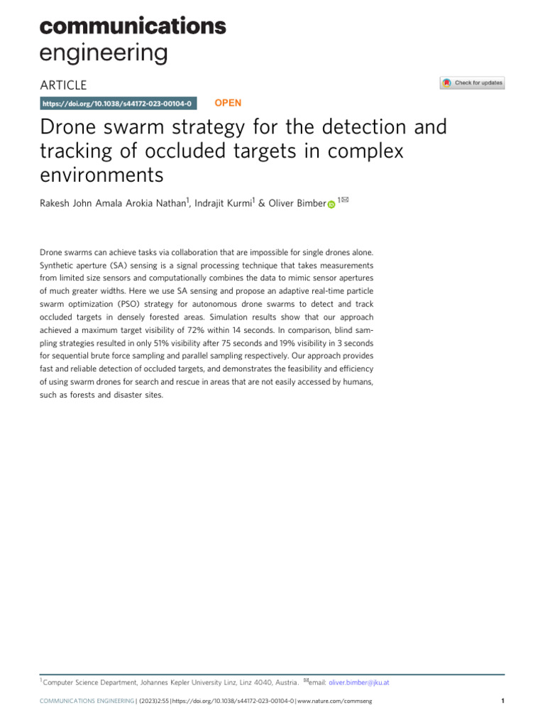 Drone swarm strategy for the detection and tracking | PDF | Aperture ...
