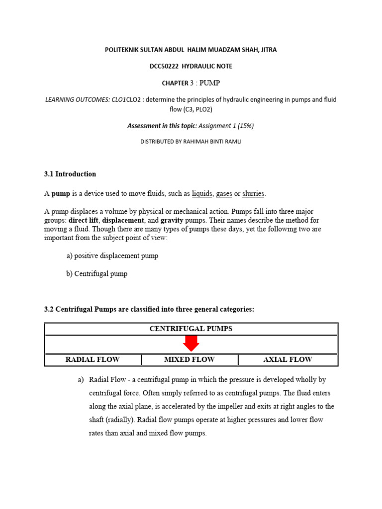 Chapter 3 Pump | PDF | Pump | Fluid Mechanics