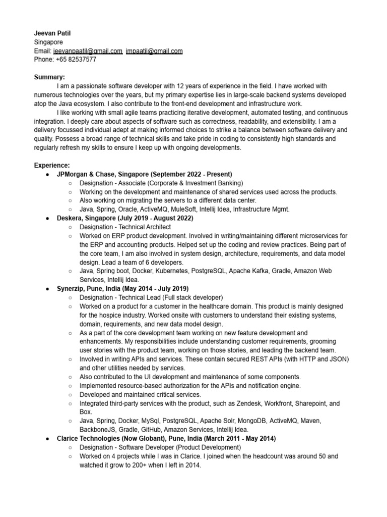 Jeevan Patil: Software Developer Profile | PDF | Amazon Web Services ...