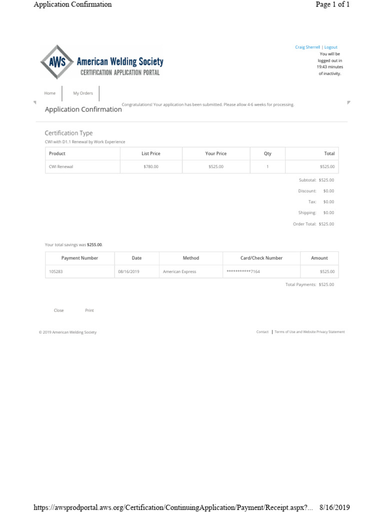 CWI Renewal Application Confirmation | PDF | Payments