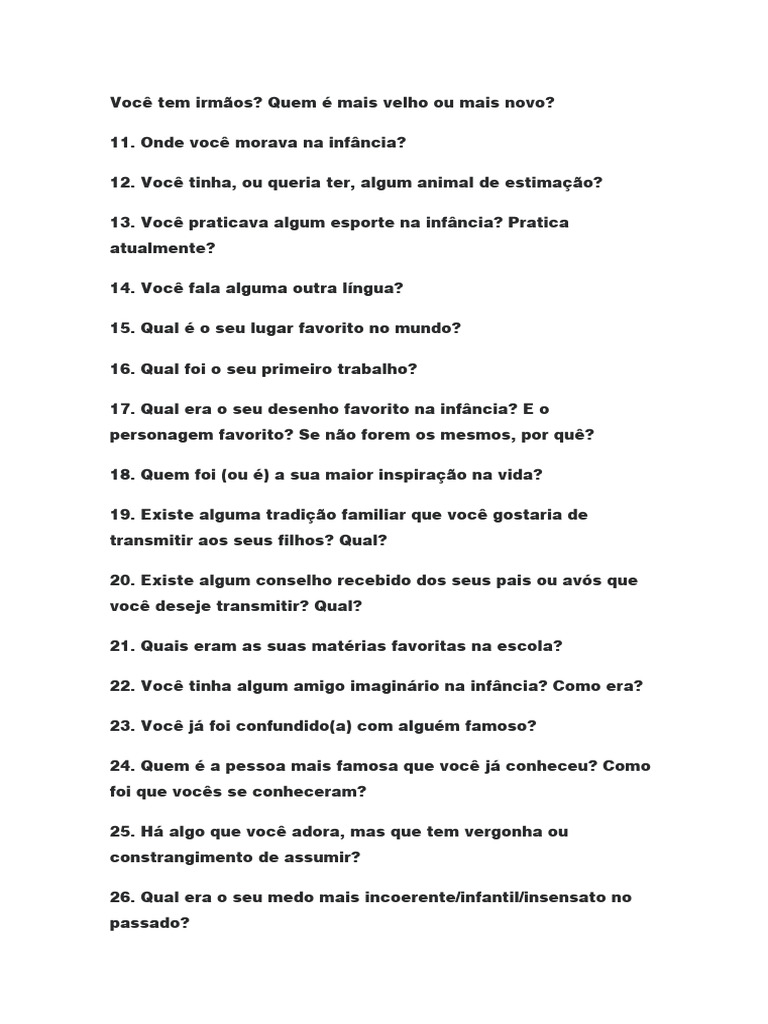 Perguntas Engraçadas para Quebra-Gelo | PDF | Artes Linguísticas e ...