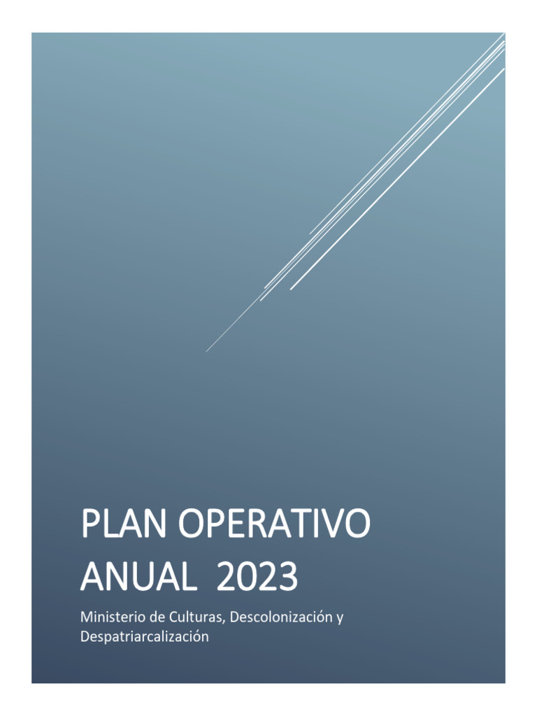Plan Operativo Anual 2023 del Ministerio de Culturas | PDF | Bolivia ...
