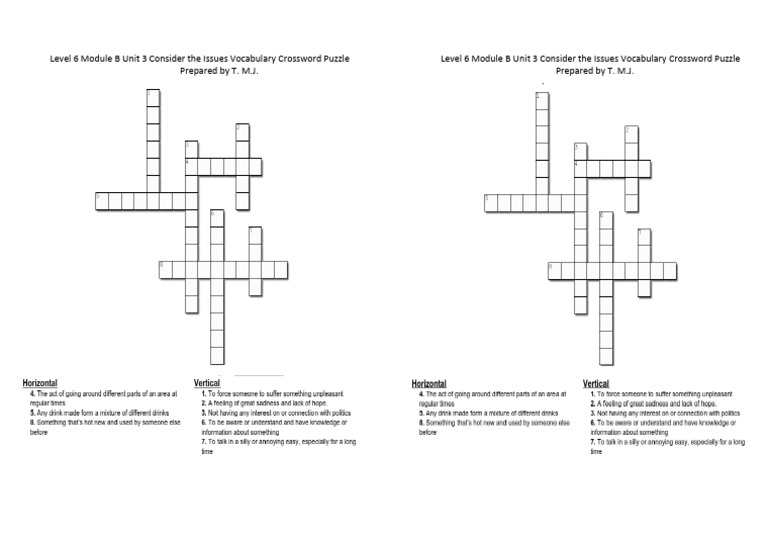 Unit 3 Consider Crossword Activity PDF