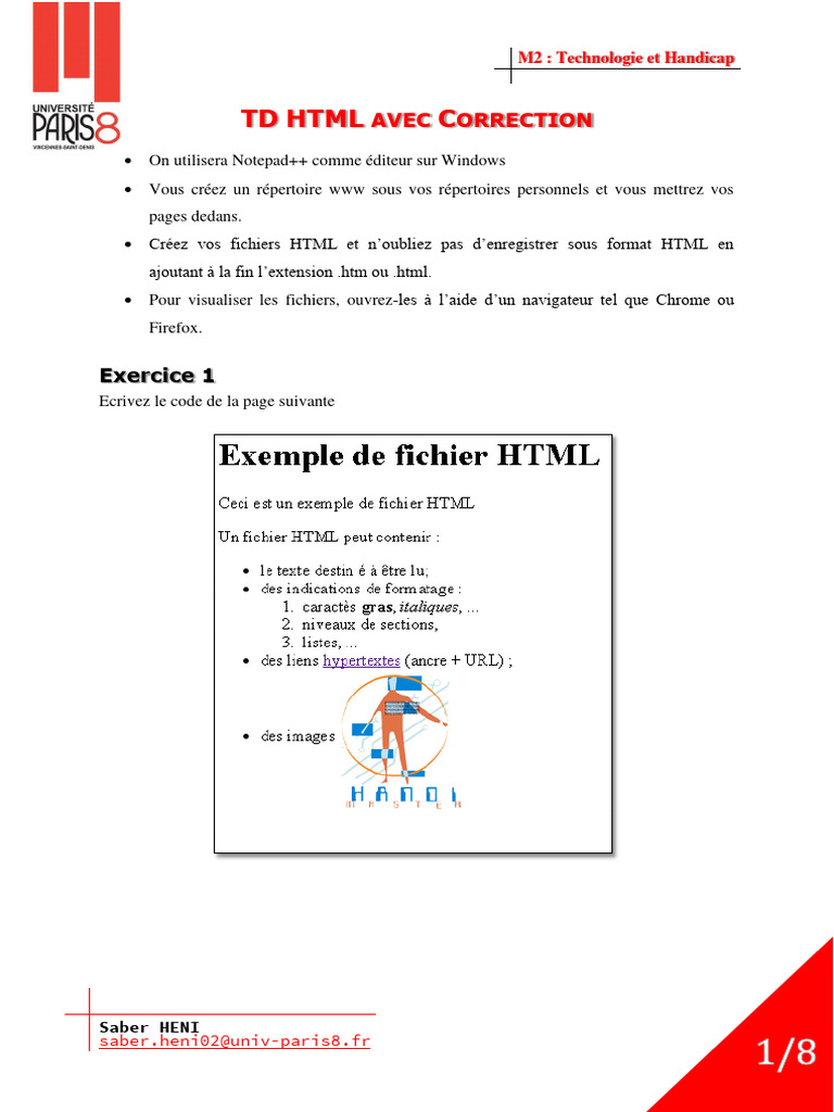 Exercices HTML et CSS avec corrections | PDF | Html | Fichier informatique