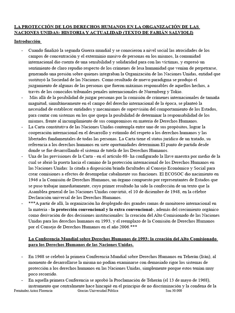Sistema de Protección de Naciones Unidas | PDF | Derechos humanos ...