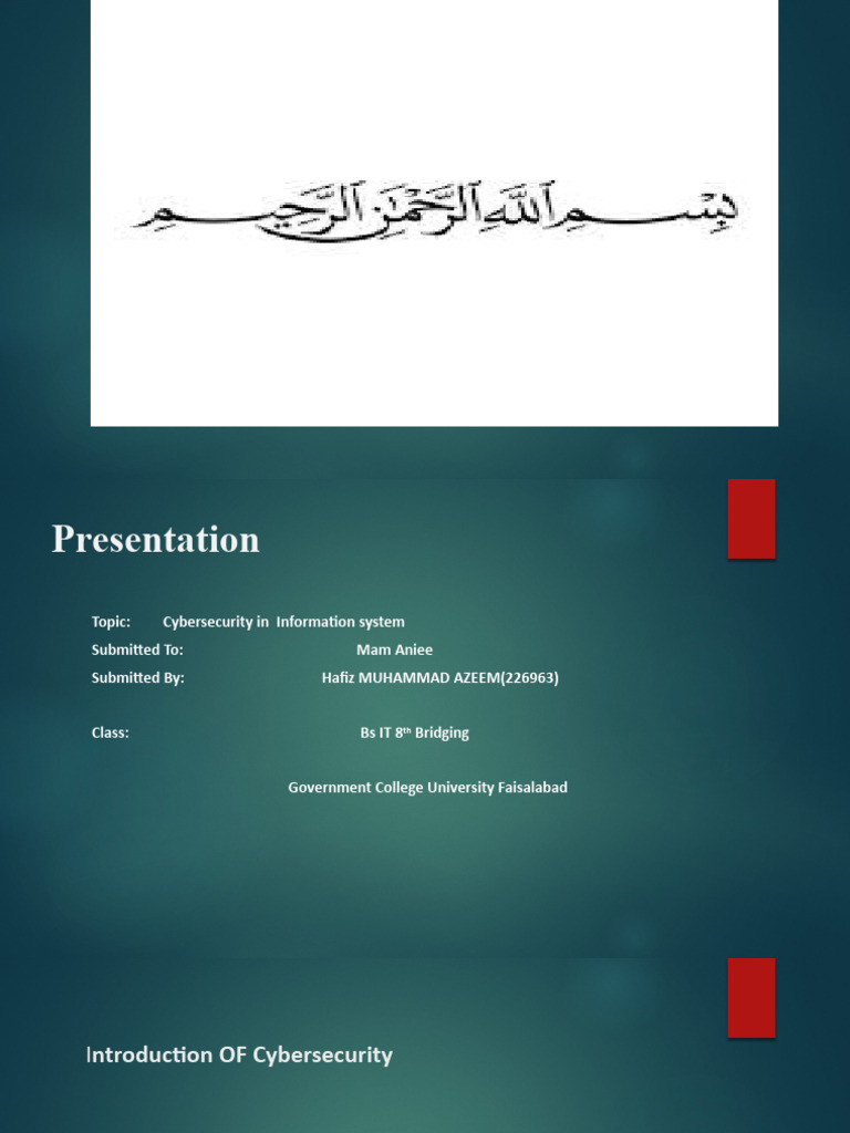 Cybersecurity Overview by Hafiz Azeem | PDF | Security | Computer Security