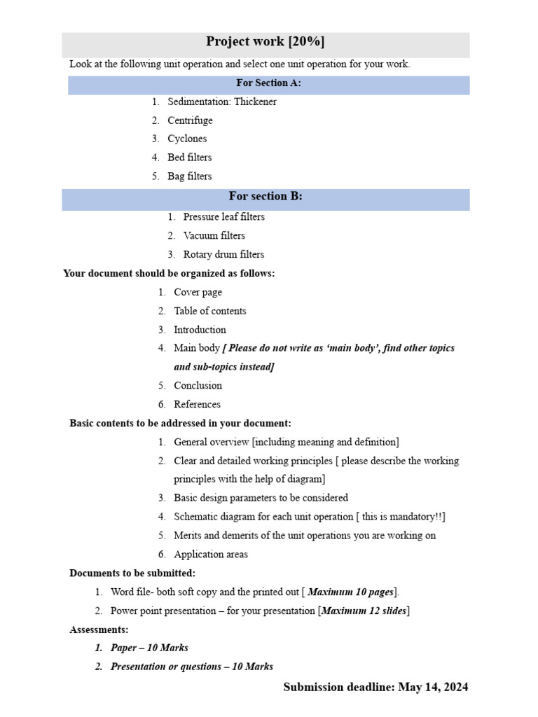 Unit Operations Project Guidelines | PDF | Computers | Technology ...