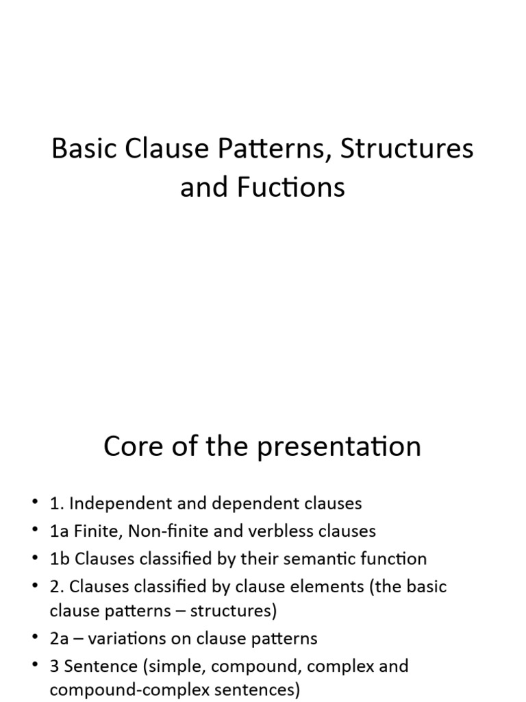 Understanding Clause Patterns and Functions | PDF | Clause | Subject ...