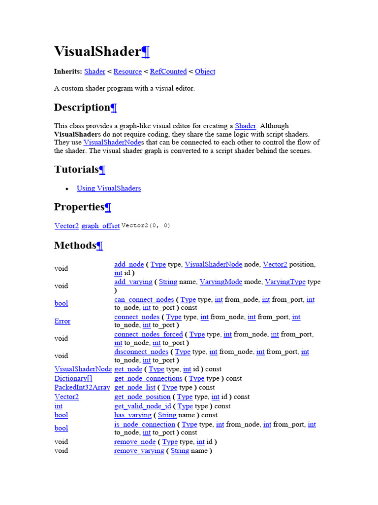 Visual Shader Editor Overview | PDF