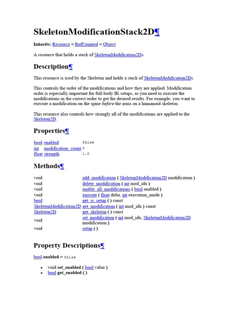 SkeletonModificationStack2D Overview | PDF | Computers