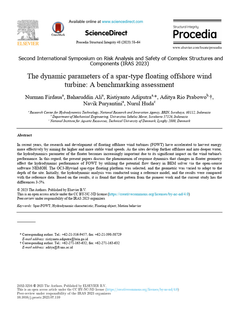 The Dynamic Parameters of A Spar-Type Floating Offshore Wind | PDF ...