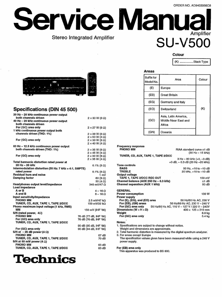 Technics Su-V500 SM | PDF