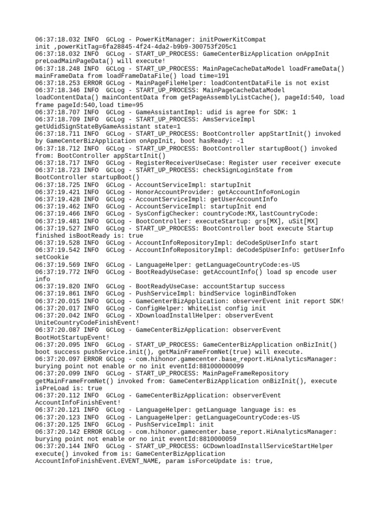 GameCenterBizApplication Startup Log | PDF | Web Development | Cyberspace