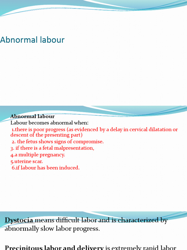 Abnormal Labour Pdf Childbirth Uterus