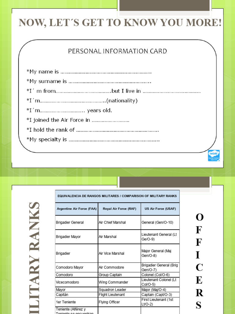 Personal Information Card Ranks Specialties 1 | PDF | Sergeant ...