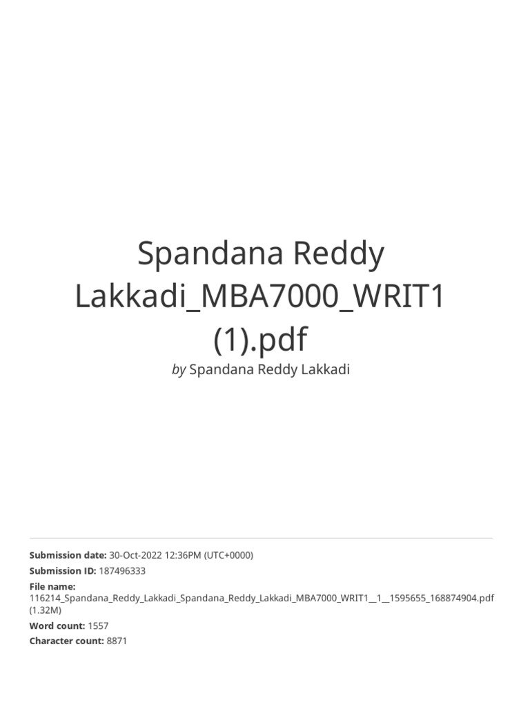 MBA7000 Writing Assignment by Spandana Reddy | PDF | Application ...
