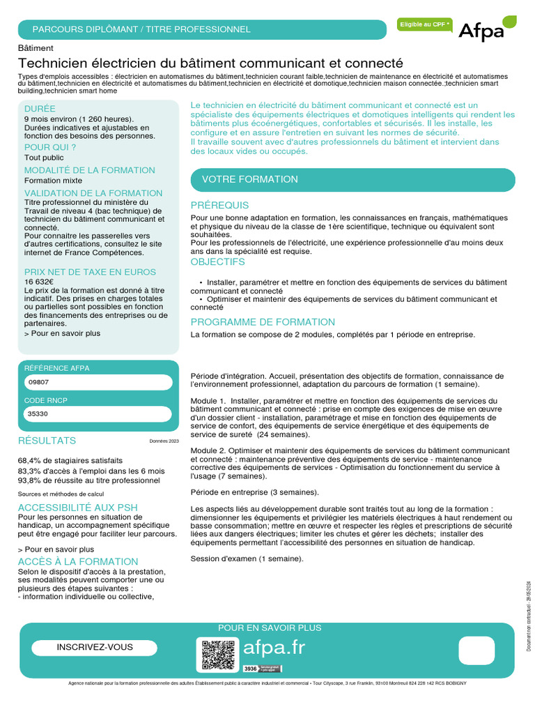 Technicien bâtiment connecté et communicant | PDF | Pédagogie | Invalidité